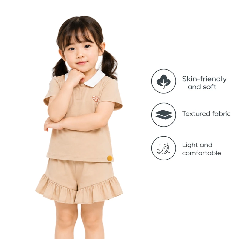 Setelan Anak Perempuan Cream Motif Happy