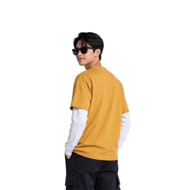 Long Sleeve Waffle Mustard - Cream