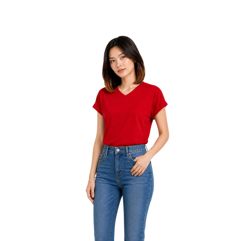 Atasan Wanita Polos V-Neck Maroon