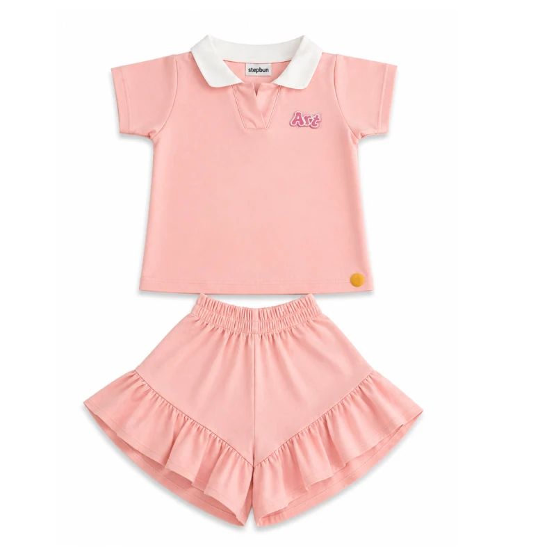 Setelan Anak Perempuan Peach Motif Art