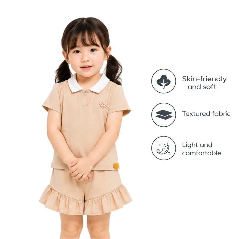 Setelan Anak Perempuan Cream Motif Happy