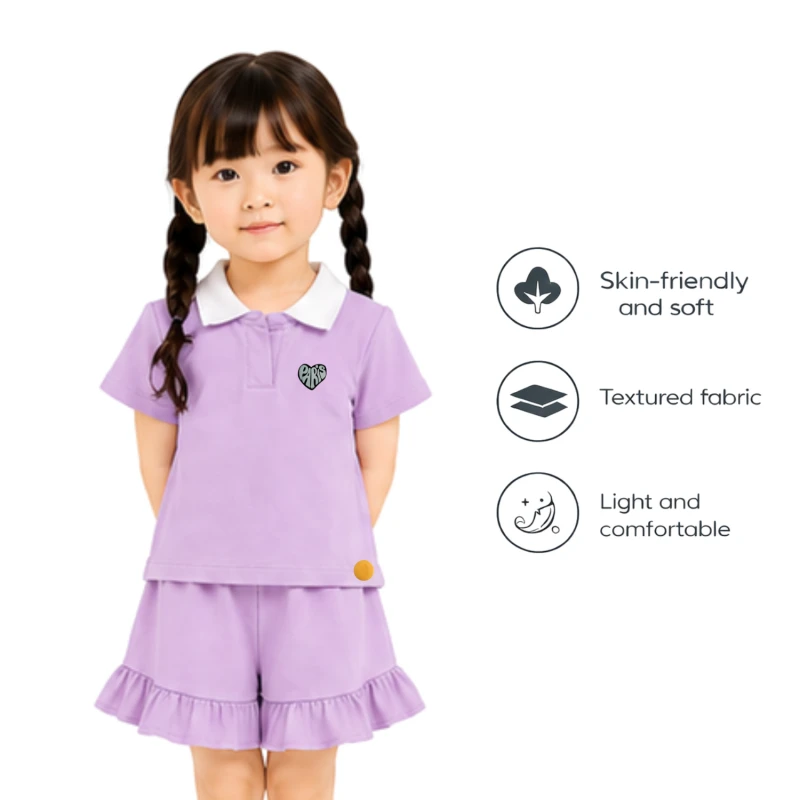 Setelan Anak Perempuan Lilac Motif Paris 