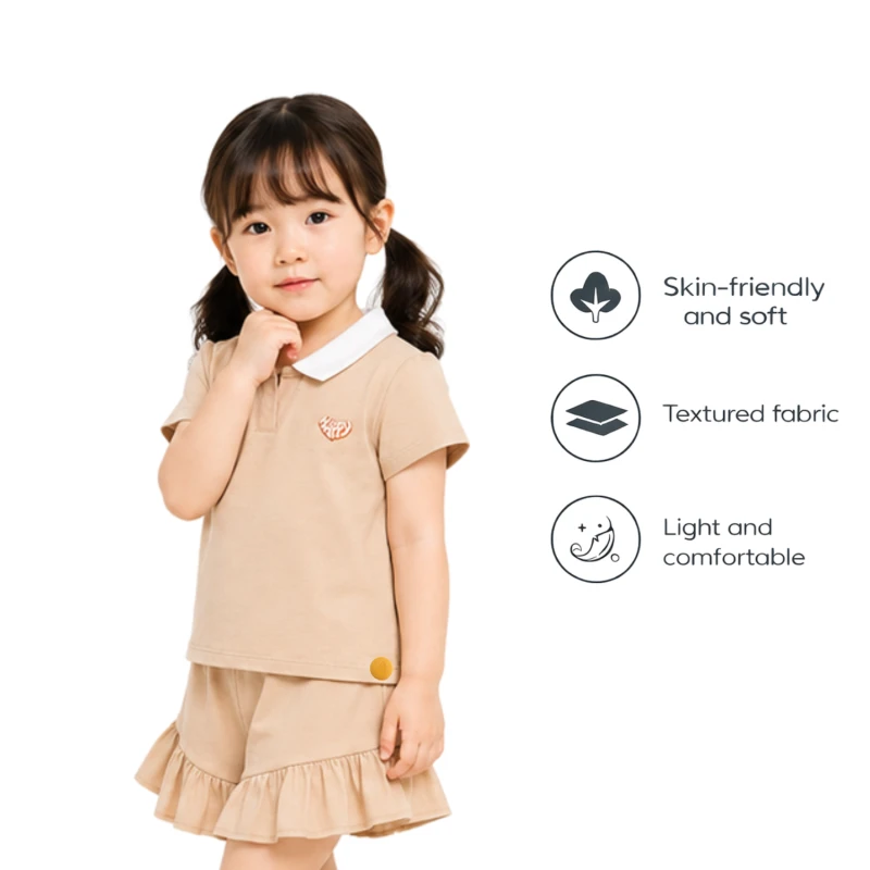 Setelan Anak Perempuan Cream Motif Happy