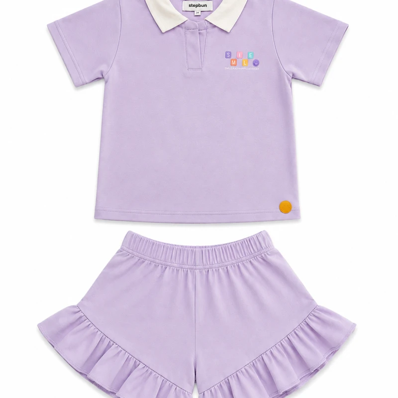 Setelan Anak Perempuan Lilac Motif Smile