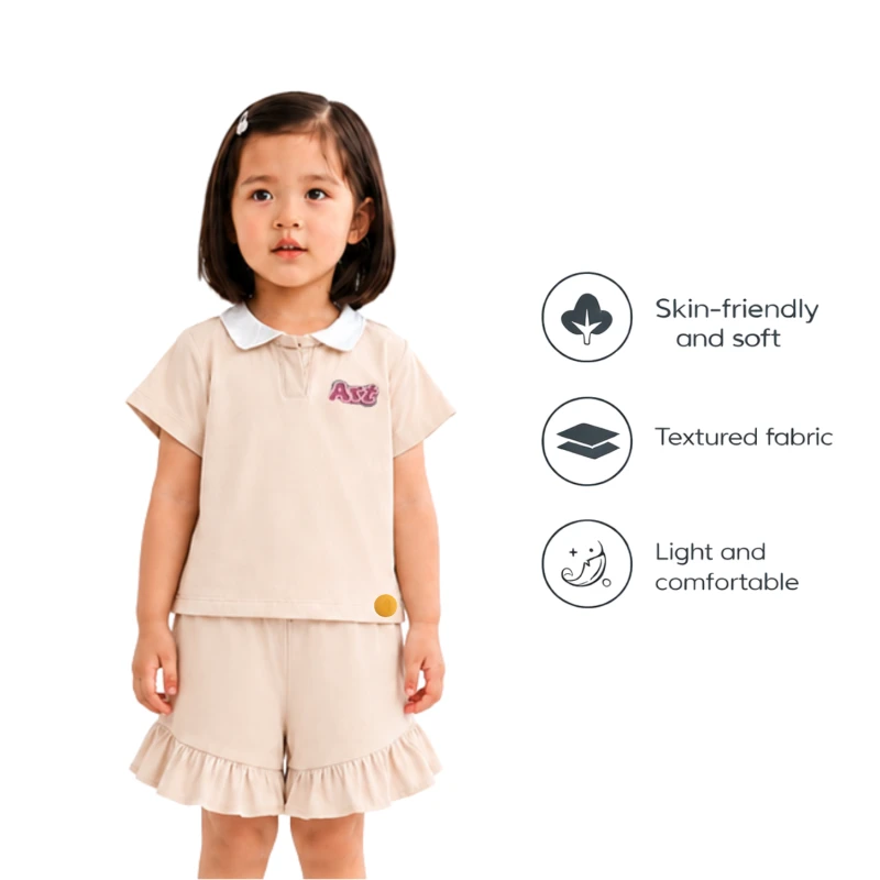 Setelan Anak Perempuan Cream Motif Art