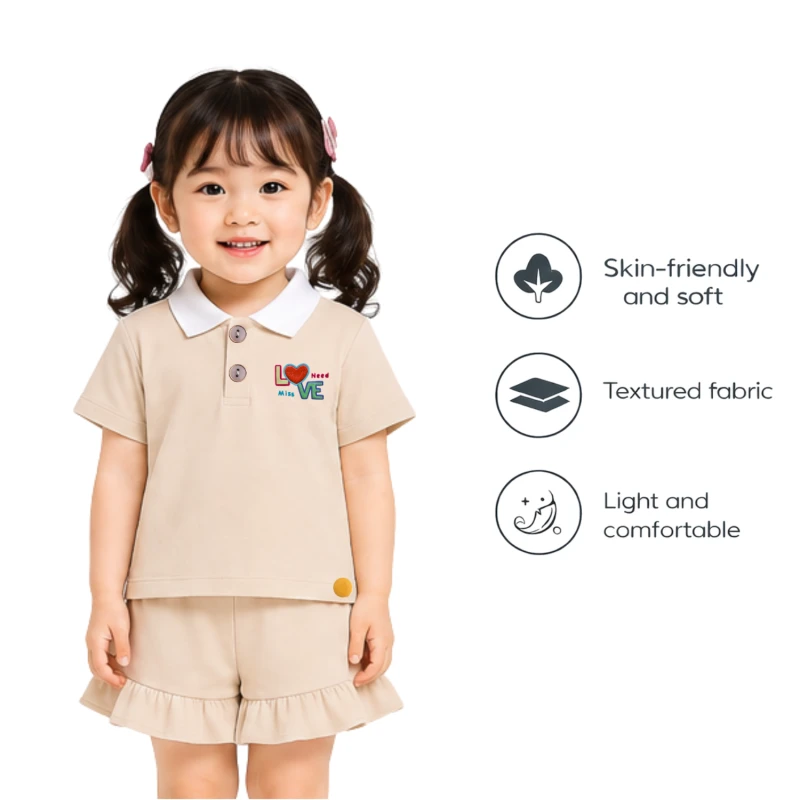 Setelan Anak Perempuan Cream Love Need 3005