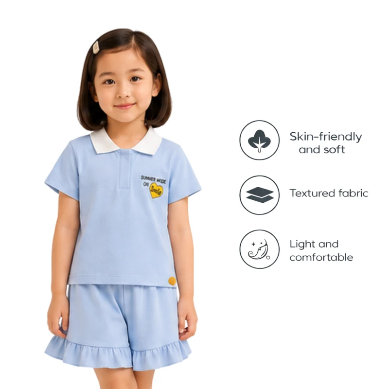 Setelan Anak Perempuan Biru Muda Motif Summer 