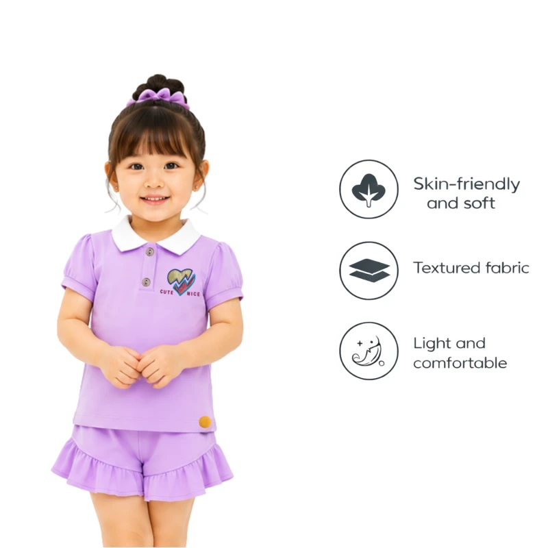 Setelan Anak Perempuan Lilac Cute Nice 3005