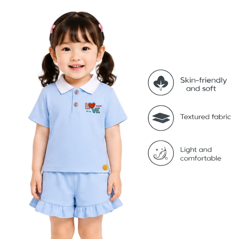 Setelan Anak Perempuan Biru Muda Love Need 3005