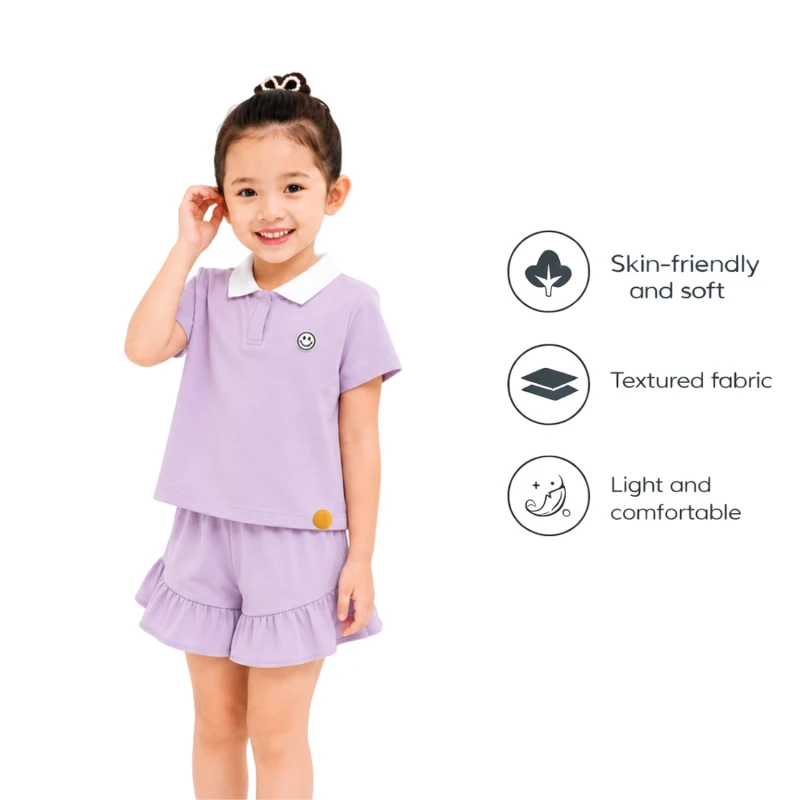 Setelan Anak Perempuan Lilac Emoji