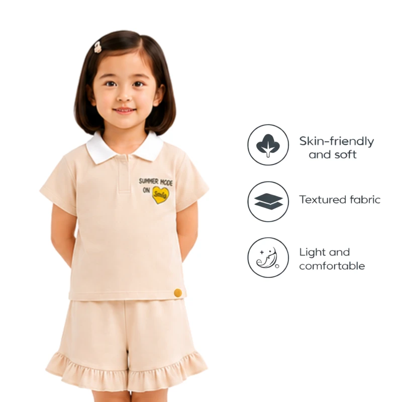 Setelan Anak Perempuan Cream Motif Summer 