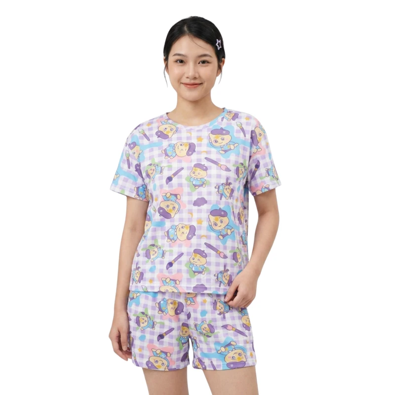 Setelan Piyama Homewear Big Size Motif Starlumi Purple Premium
