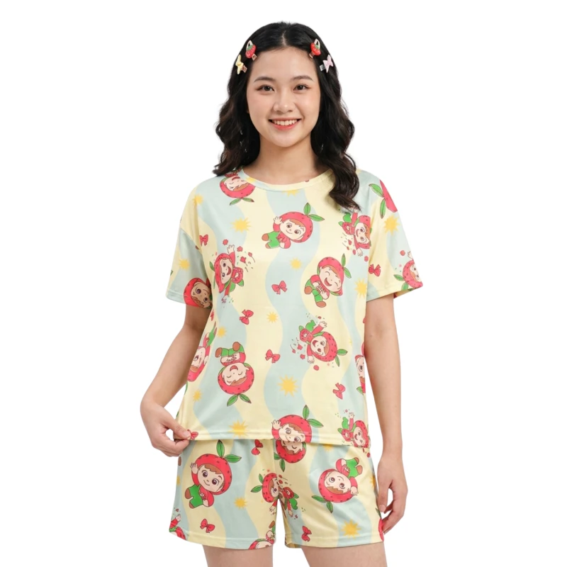 Setelan Piyama Homewear Big Size Motif Melone Green Premium