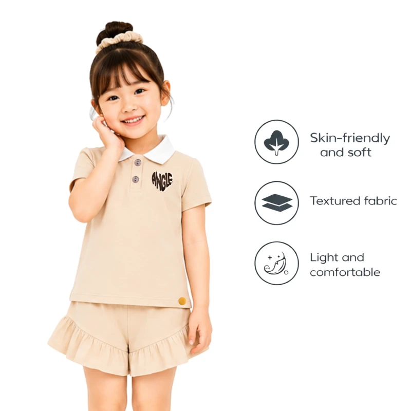 Setelan Anak Perempuan Cream Angle 3005