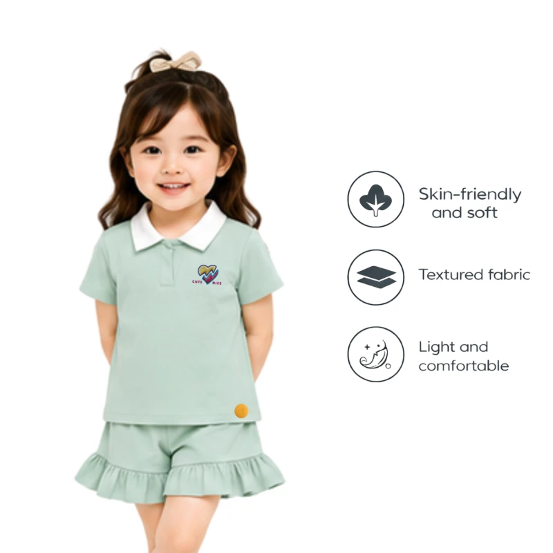 Setelan Anak Perempuan Sage Motif Cute