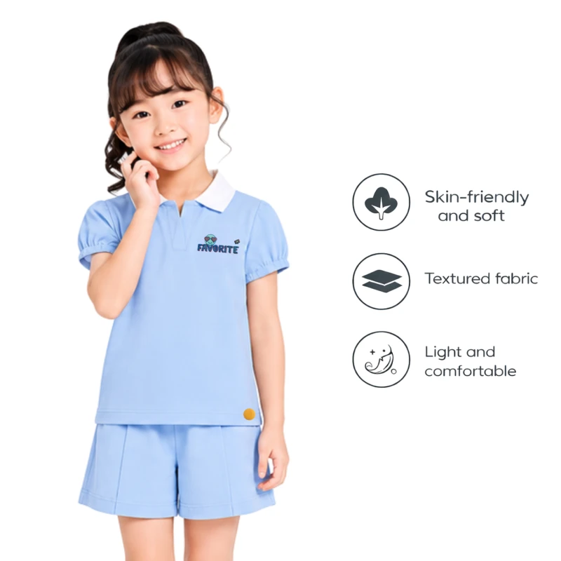 Setelan Anak Perempuan Biru Favorite 3004