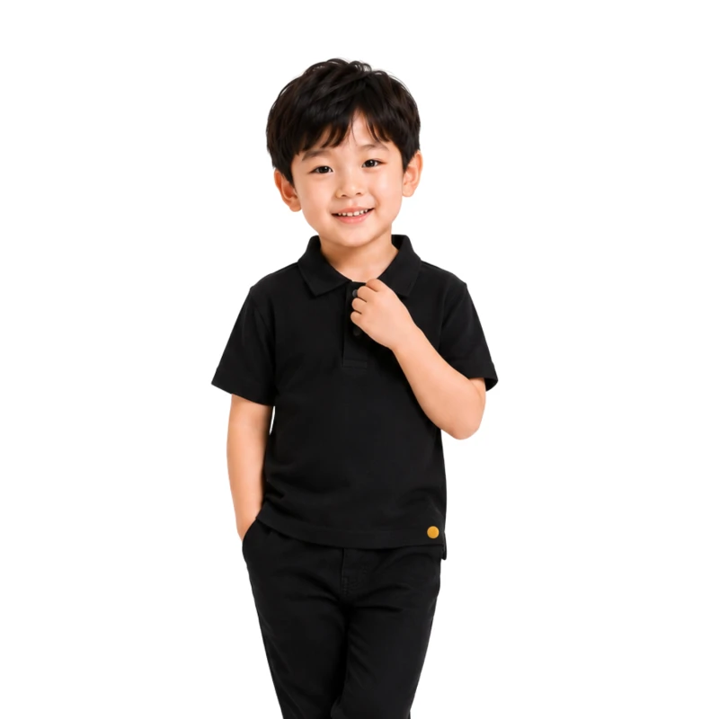 Polo Kids Black Casual Look 3002