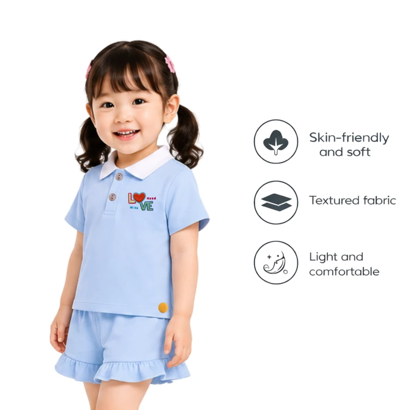 Setelan Anak Perempuan Biru Muda Love Need 3005