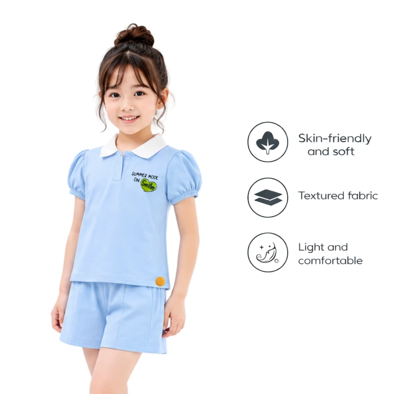Setelan Anak Perempuan Biru Muda Summer Mode 3004