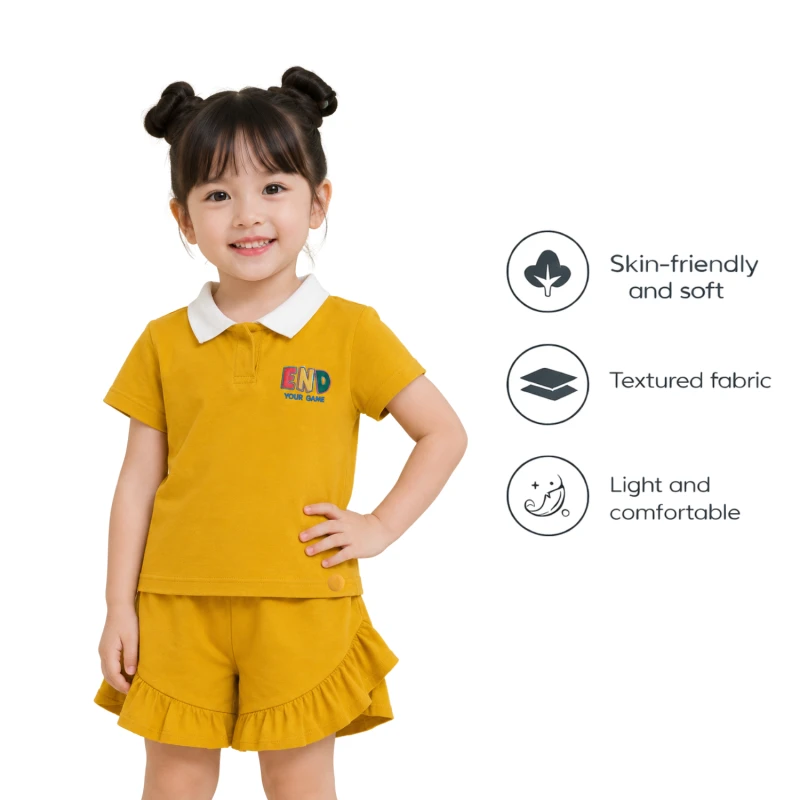 Setelan Anak Perempuan Yellow Motif End Your Game