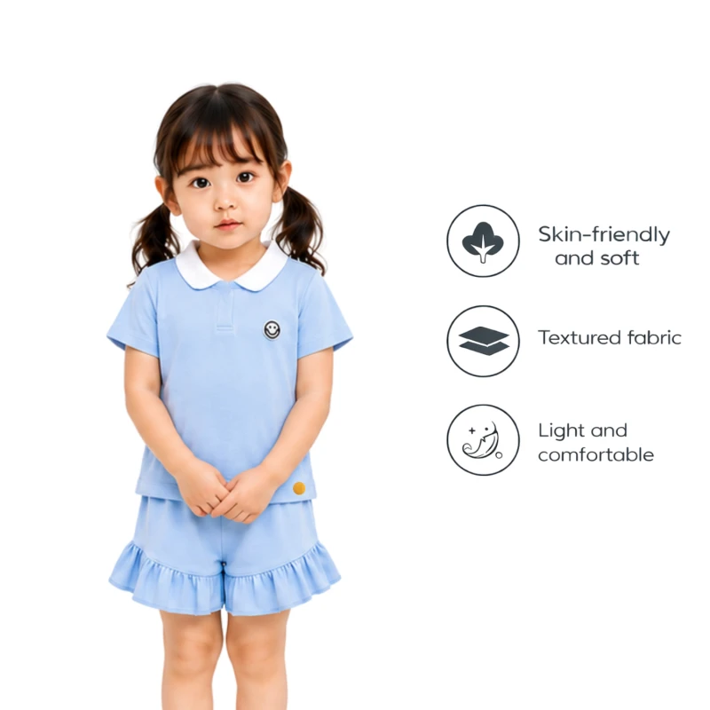 Setelan Anak Perempuan Biru Muda Emoji
