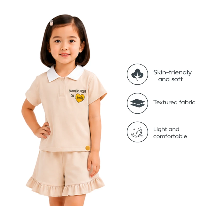 Setelan Anak Perempuan Cream Motif Summer 