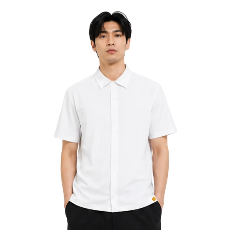 Polo Pria Shirt White Casual 9001