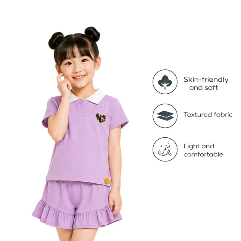 Setelan Anak Perempuan Lilac Motif Angle