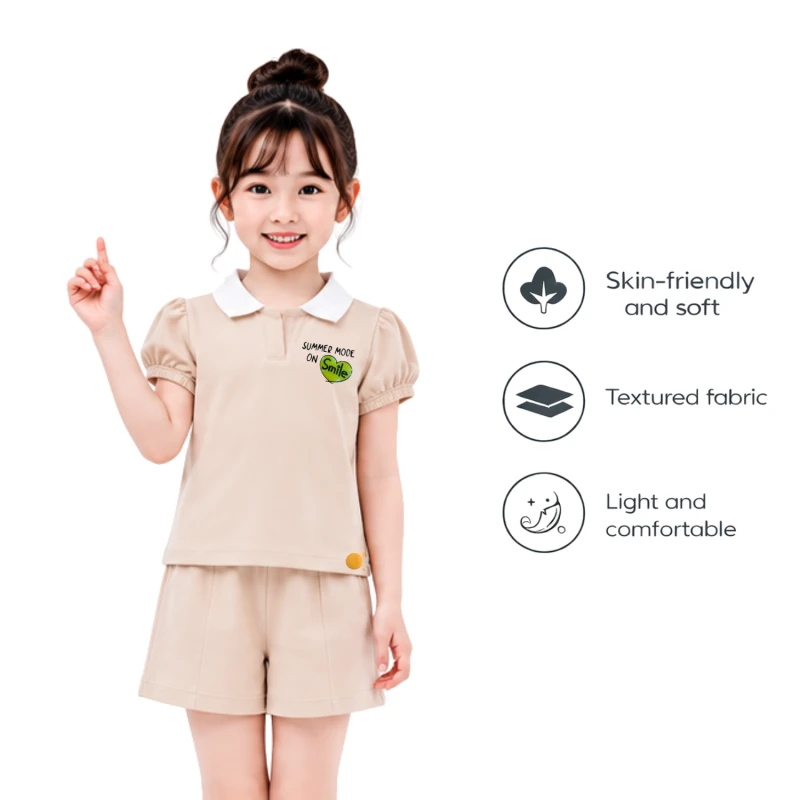 Setelan Anak Perempuan Cream Summer Mode 3004