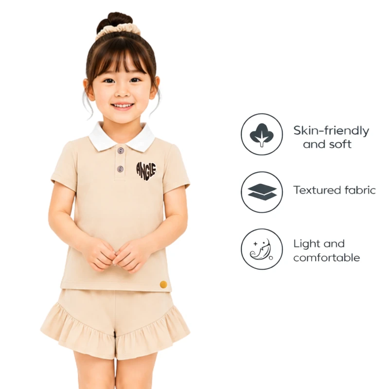 Setelan Anak Perempuan Cream Angle 3005