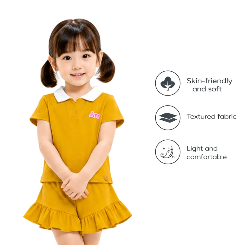 Setelan Anak Perempuan Yellow Motif Art