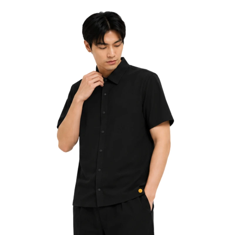 Polo Pria Shirt Black Casual 9001